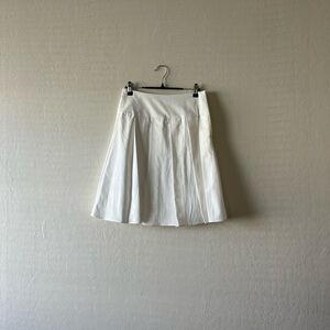 White Pleated Midi Skirt